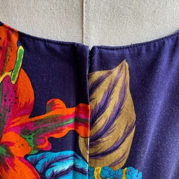 African Kenya Dress w/Button Side Slit, Blue Multi-Color, Alexander Campbell, 8 - Picture 6 of 13